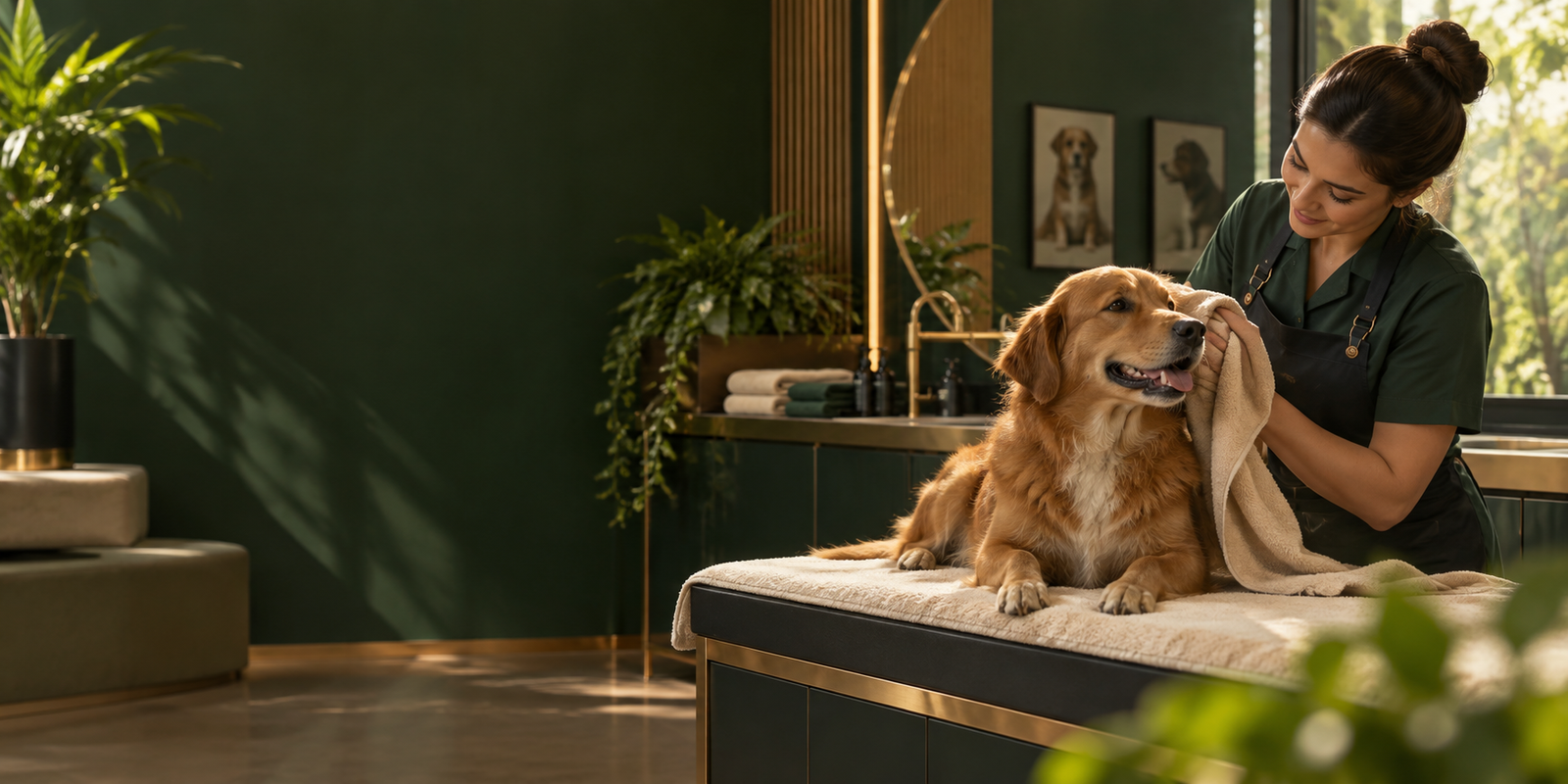 Pet sendo cuidado em ambiente premium da Pelo Nobre